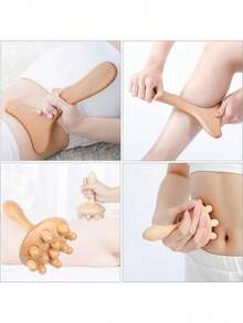 6-In-1 Wooden Massager, Hand-Held Massager Roller Trigger Point Massager, Suitable For Full-Body Massage, Muscle Relaxation, Body Contouring, Fascia Release, Lymph Drainage, And Fat Reduction Assistance. - Multicolor - View 4