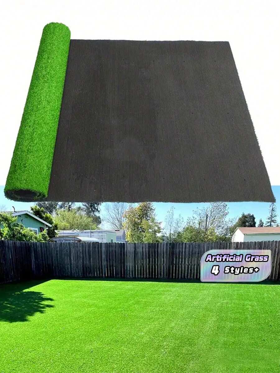 Artificial Grass Mat Indoor Outdoor, Fake Lawn Rug For Balcony Garden Decor, Synthetic Turf Carpet For Beach Essentials, Pool Swimming Games, Patio Play Mat - Green - View 1