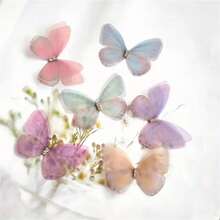 50/100pcs Handmade Fabric Butterfly Shaped Decoration Mini Fabric Butterfly, Suitable For DIY Hair Accessories, Jewelry Accessories, Exquisite Butterfly Decoration Props, Default Single-Layer Without Diamonds, B Type With Diamonds - Multicolor - View 3