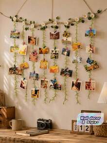 1 set Tempat Pajangan Foto Tanaman Hijau Buatan, Dekorasi Dinding Foto Anyaman Tali, Ornamen Foto Bunga Daisy Putih, Klip Foto Anyaman, Dekorasi Dinding Rumah Kreatif, Pajangan Kartu Foto dan Memo, Perlengkapan Pesta Pernikahan - beraneka warna - View 1