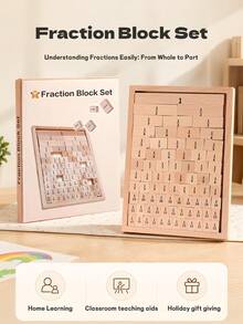 MINKOJA Bộ khối phân số bằng gỗ, bảng gạch phân số gỗ sồi, giáo cụ học phân số cho trẻ em, đồ chơi giáo dục Montessori cho gia đình và lớp học, trò chơi học toán tương tác cha mẹ và con cái, quà tặng - Nhiều màu - Xem 2