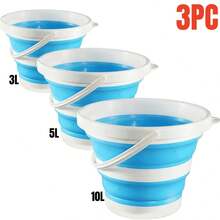 Collapsible Bucket, Capacity 1.3 Gallon/5l And 2.6 Gallon/10l, Space-Saving, Portable Foldable Bucket, Multipurpose For Home, Outdoor, Car Washing, Camping, Fishing - Multiple Colors Available - Beige - View 18