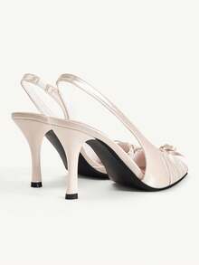 CUCCOO CHICEST Pleated Bow Pointed Back Strap High Heels, Stiletto Design Shows Long Legs, Gentle French Style, Suitable For Dating, Parties, Commuting - Apricot - View 6