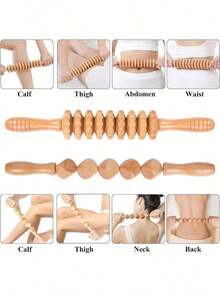 6-In-1 Wooden Massager, Hand-Held Massager Roller Trigger Point Massager, Suitable For Full-Body Massage, Muscle Relaxation, Body Contouring, Fascia Release, Lymph Drainage, And Fat Reduction Assistance. - Multicolor - View 2