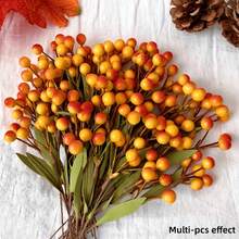 99/400Pcs Stems Artificial Flowers, Orange Red Berry Twigs, Hand-Twisted Floral Branches For DIY Crafts, Vase Arrangements, Autumn & Halloween Table Centerpieces, Party & Home Decor - Multicolor - View 5