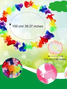 1/10/50PCS Hawaiian Flower Lei Tropical Hibiscus Party Favors Summer Pool Luau Wedding Beach Birthday Decor Supplies Random Color Bulk - Multicolor - View 3