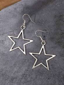ROMWE Goth 3pairs Star Design Drop Earrings - Silver - View 4