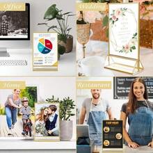 3/6pcs Gold Photo Frame, Acrylic Sign Holder Double-Sided Gold Photo Frame T-Shape 4x6"/5x7"/6x8", Used For Menu Holder Wedding Table Number Holder Home Photo Frame Event Display Photo Frame - T-gold - View 9