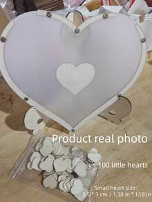 Wooden Heart Guestbook Message Board Frame Wedding Birthday Party Decor Rustic Table Sign Friendly Handcrafted Versatile Centerpiece Keepsake Photo Display - multicolor - View 10
