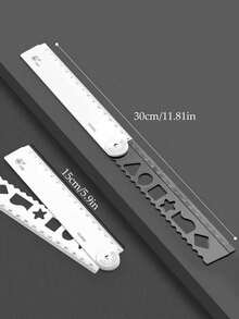 1pc 30cm Foldable Acrylic Ruler,Plastic Folding Ruler With Pattern Tracing And Measurement Numbers,Scale Ruler,Suitable For Office,Classroom,Teaching,Exam Supplies,Drawing Supplies,Supplies Office Supplies Back To School Stationery Supplies,Rulers - Multicolor - View 6