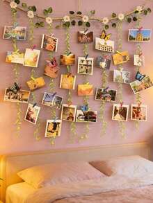 1 set Tempat Pajangan Foto Tanaman Hijau Buatan, Dekorasi Dinding Foto Anyaman Tali, Ornamen Foto Bunga Daisy Putih, Klip Foto Anyaman, Dekorasi Dinding Rumah Kreatif, Pajangan Kartu Foto dan Memo, Perlengkapan Pesta Pernikahan - beraneka warna - View 6