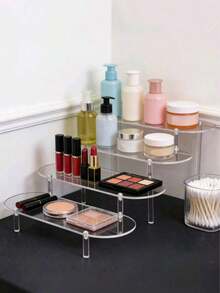 1pc Transparent Acrylic Tiered Display Stand, Versatile Desktop Acrylic Organizer For Figurines, Perfumes, Cosmetics, Accessories. Multi-Layer Organizer Display Stand Cake Stand Perfume Rack, Home Storage Display Stand Jewelry Cosmetics Display Stand - Multicolor - View 8