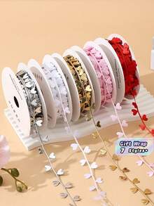1/2PCS 10m Satin Soft Durable DIY Versatile Heart Continuous Pattern Ribbon Creative Gift Wrapping Party Decor Bouquet Tying Box Packaging Craft Supplies For Valentine Day Celebration - love - View 1