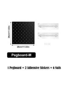 Black Pegboard Wall Organizer Kit With Hooks, Shelves And Storage Bins, Modular Wall Mount Hole Board Display Rack, Easy Install DIY Space Saving Storage For Desk Accessories Stationery Decor Gaming Bedroom Office Wall Decor - Black - View 17