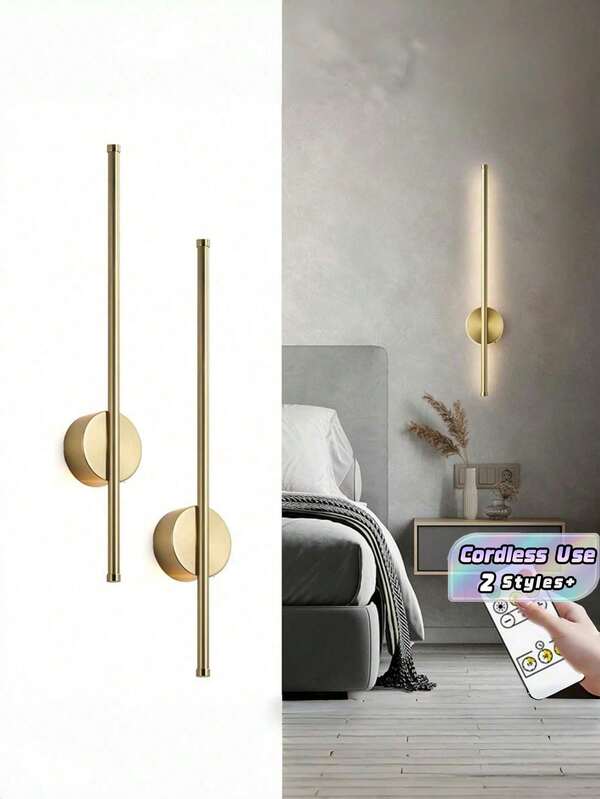 1 60cm Golden LED Strip, Rechargeable Minimalist Wall Light, Suitable For TV Background Walls, Living Rooms, Bedrooms, Corridors, Balconies And Other Places, Creating Creative Atmosphere Lighting.