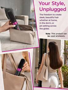 Cordless Wireless Hair Straightener Brush With Digital Temperature Display, Home‑Salon Hair Styling Tool, Travel‑Friendly Portable Hot Comb For On‑The‑Go & Daily Home Salon - Multicolor - View 2