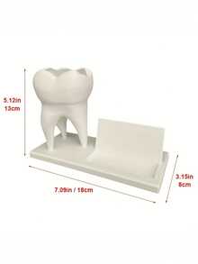 1PC Durable Resin Desk Pen Holder With Business Card Slot Tooth Shape Decorative Organizer For Office Desk Dental Clinic Dentist Gift Desktop Storage Rack Stationery Holder - multicolor - View 2