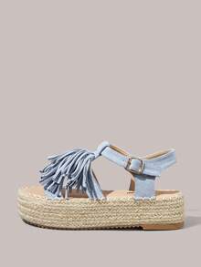 Styleloop 女款流蘇麻繩厚底涼鞋 夏季鞋 - 藍色 - 查看 9