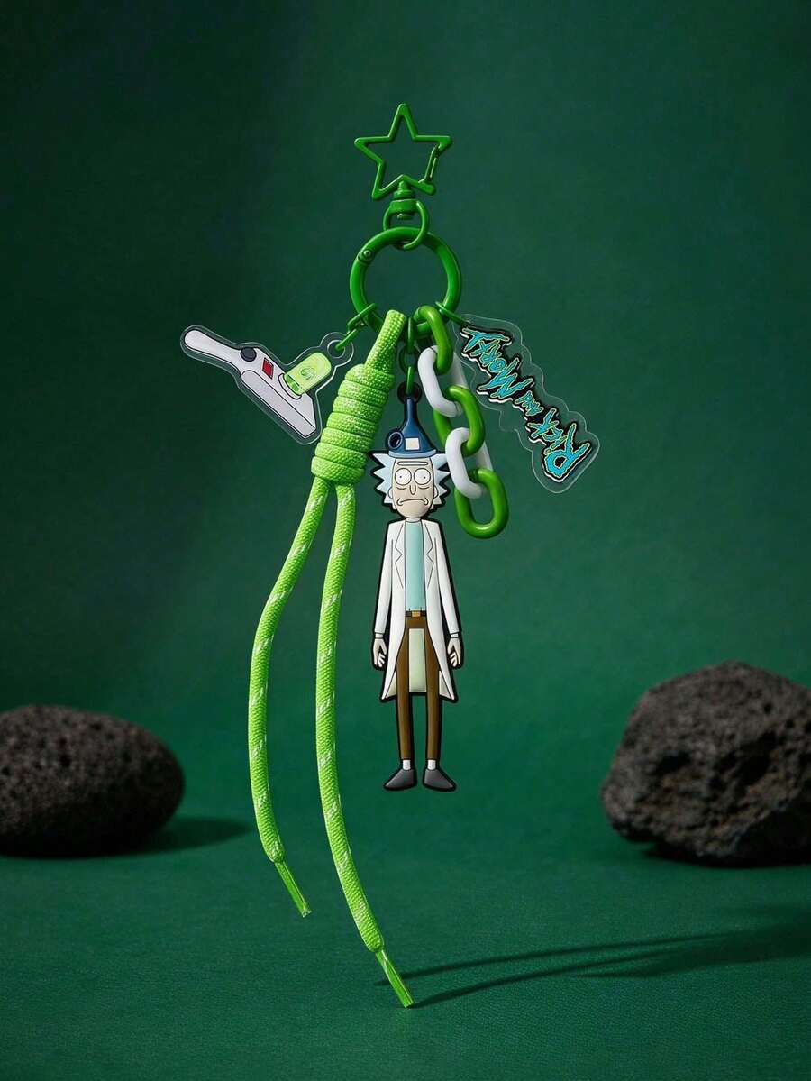 Rick and Morty X Joivida 1 Pc Keychain Accessory With A Quirky Design, Lightweight And Easy To Carry, Compact And Portable Size, Perfect For Car Keys, Suitable For Both Men And Women, And Definitely A Conversation Starter. - Multicolor - View 1