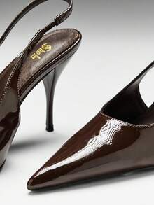 SHUZIA Women Glamorous Pointy Toe Stiletto Sing Back Strap Party Sexy Pumps - Chocolate Brown - View 7