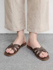 CUCCOO BIZCHIC 夏季新款摩卡棕色海灘度假休閒女款平底涼鞋 - 摩卡棕 - 查看 6