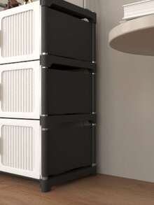 1pc Dust-Proof Storage Cabinet With Door, Wardrobe, Shoe Cabinet, Bookshelf, Storage Rack With Drawer, Space-Saving, Sturdy, Stylish, Easy Assembly And Disassembly, Portable, Suitable For Living Room, Bedroom - Multicolor - View 3