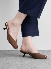 CUCCOO BIZCHIC 女款日常通勤露趾細高跟鞋 春季鞋 - 棕色 - 查看 4