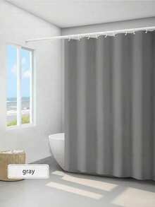 1PC Solid Gray Waterproof Polyester Modern Bathroom Shower Curtain Partition Quick Dry Easy Clean Fall Autumn Bathroom Decor Accessories Housewarming Gift Must Haves - Grey - View 3