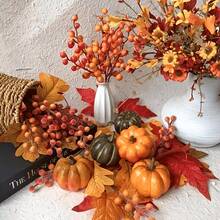 99/400Pcs Stems Artificial Flowers, Orange Red Berry Twigs, Hand-Twisted Floral Branches For DIY Crafts, Vase Arrangements, Autumn & Halloween Table Centerpieces, Party & Home Decor - Multicolor - View 4