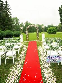 Disposable White And Red Aisle Carpets, Event, Party, Wedding And Grand‑Opening Ceremony Aisle Rugs, Full‑Coverage Stage Floor Mats, Welcome Doormats, Outdoor Commercial Carpets - Red - View 1
