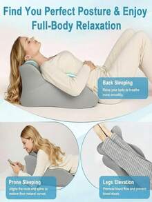 1 Ergonomic Wedge-Shaped Prone Pillow, With Multi Position Memory Foam Support Pad For Relieving Pressure On The Spine, Neck, And Back, Equipped With A Detachable And Washable Outer Cover And Anti Slip Bottom - 1PC - View 3