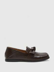 CUCCOO BIZCHIC Brown Soft Leather Bow Loafers Women's, Square Toe Flat Bottom Soft Sole Slouchy Shoes, Commuting Versatile Retro Shoes - Brown - View 8