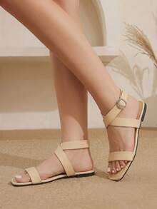 Styleloop Ladies, Buckle, Summer Style, Flat Sandals - Apricot - View 4