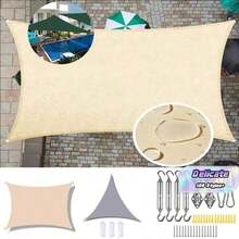 1pc Outdoor Sunshade Canopy - High Quality Oxford Fabric, Uv Protection, Triangular Sunshade Canopy With Wind Ropes And Stainless Steel D-Rings, Curved Design Suitable For Garden, Swimming Pool, Backyard, Balcony, Roof, Patio, Beach Tent, Etc - Multicolor - View 1