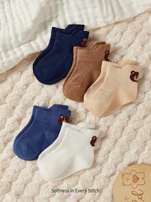 Cozy Pixies 5PCS Baby Socks  Cartoon Solid Color Infant Calf Socks Loose Mouth Non Leg Leg Tightening Children Spring And Autumn Mid Tube Socks - Multicolor - View 1