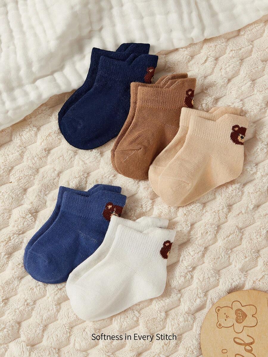 Cozy Pixies 5PCS Baby Socks Cartoon Solid Color Infant Calf Socks Loose Mouth Non Leg Leg Tightening Children Spring And Autumn Mid Tube Socks - Multicolor - View 1