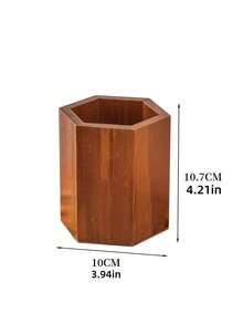 1PC Standard Size Compact Vintage Wooden Hexagonal Diamond Shaped High Practical Pen Holder Pencil Organizer Storage Shelf Desk Rack Durable Sturdy Non Slip Scratch Resistant Space Saving Multi Purpose For Office Study Home - Brown - View 12