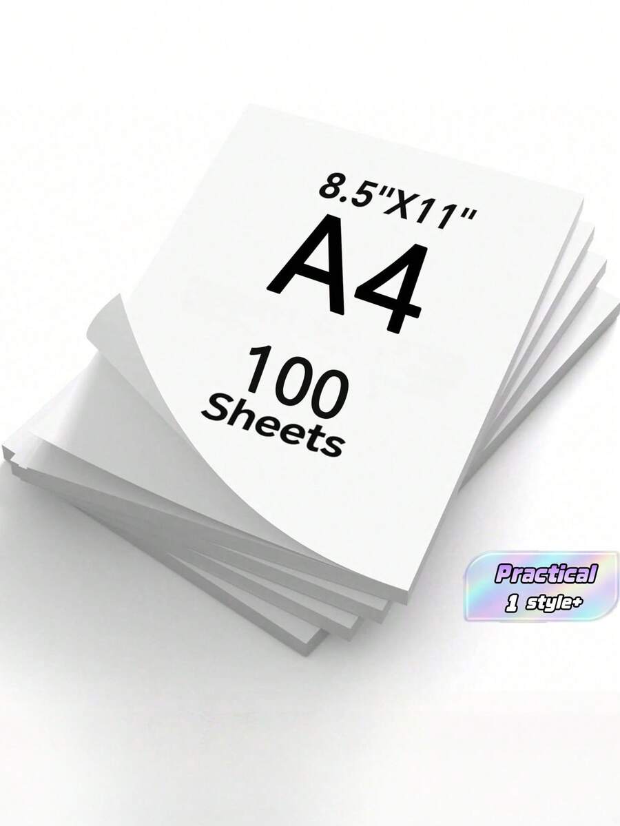 100/200Pcs A4 Copy Paper 70gsm White Printing Paper Double Sided Printer Paper Blank Writing Paper Inkjet Laser Compatible Office School Home DIY Craft Drawing Contract Document Flyer Meeting Record Supplies - Multicolor - View 1