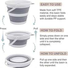 Collapsible Bucket, Capacity 1.3 Gallon/5l And 2.6 Gallon/10l, Space-Saving, Portable Foldable Bucket, Multipurpose For Home, Outdoor, Car Washing, Camping, Fishing - Multiple Colors Available - Beige - View 5