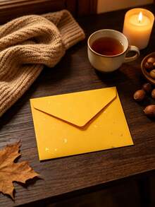 Gold-Flecked Special Paper Envelope & Letter Set, Vintage Thick Premium Invitation Card, Postcard, Wax Seal - A - View 13