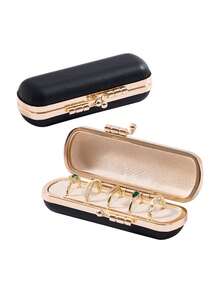 1PC Portable Mini Travel Jewelry Box Compact Earring Storage Case Small Velvet Organizer Pouch For Necklace Ring Bracelet Home Office Travel Carry On Gift - Multicolor - View 6