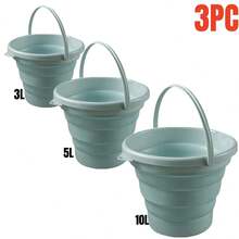 Collapsible Bucket, Capacity 1.3 Gallon/5l And 2.6 Gallon/10l, Space-Saving, Portable Foldable Bucket, Multipurpose For Home, Outdoor, Car Washing, Camping, Fishing - Multiple Colors Available - Beige - View 17