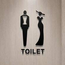 1PC Acrylic Toilet Sign With 3D Male & Female Symbols, Office & Public Restroom Indication Plaque Best Gifts Birthday Graduation - multicolor - View 16
