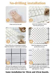 White Plastic Pegboard Wall Organizer Set With Shelves Hooks Storage Cups, DIY Splice Wall Mount Hole Display Rack, Easy Installation Space-Saving Storage For Stationery Photos Small Decor, Desk Wall Storage For Bedroom Study Office - White - View 11