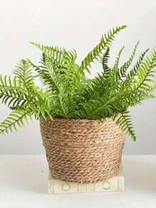 Woven Flower Pot, Nordic Style Rattan Flower Basket For Living Room, Balcony Decor, Potted Plants Home Decor Vase Room Decor Flower Vase Glass Vase - Coffee Brown - View 2