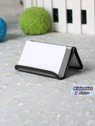 1PC Metal Wire Mesh Sturdy Durable Heavy Duty Black Business Card Holder Display Rack Stand For Office Home Trade Show Exhibition Desktop Organizer Tray Gift Card Note Memo Holder Space Saving Easy Access Visible