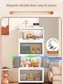 1pc Multi-Layer Foldable Storage Cabinet, Household Simple Foldable Plastic Cabinet, Large Capacity For Snacks, Sundries, Clothes, Toys - White - View 1