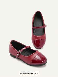Cozy Pixies Autumn And Winter College Children's Fun Cute Red Versatile Comfortable Fashion Versatile Soft Sole Girls Children's Flats Back To School Party Party - Burgundy - View 4