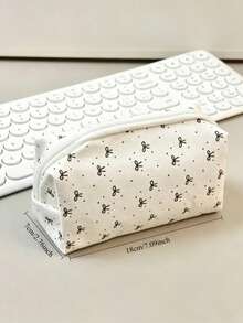 1pc Cute Large Capacity Cosmetic & Stationery Storage Bag, Bow Decor Pencil Case Back To School,Pencil Pouch,School Bag - Single Piece - View 9
