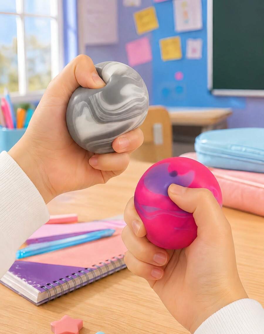 Hape 1個可攜式粉紫色星球壓力球，6cm/2.36in 彩色旋渦PVA填充擠壓球，光滑TPR外層，柔軟掌心握感手捏配件，適用辦公桌、辦公室、居家、旅行 - 彩色 - 查看 1